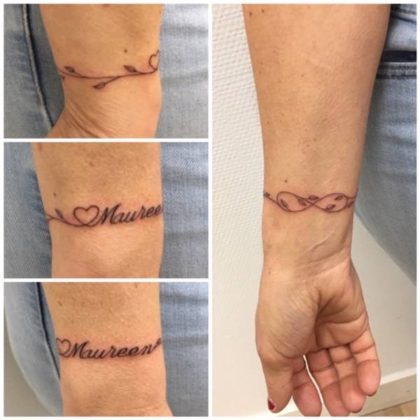 tatouage femme poiget prénom et infini libourne