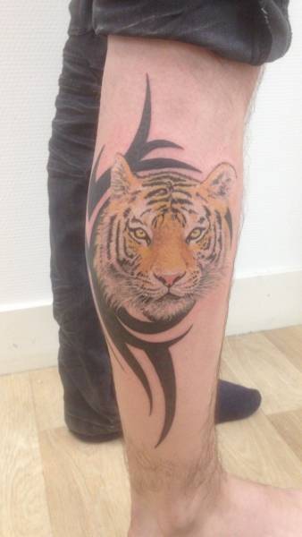 tatouage tigre couleur bordeaux