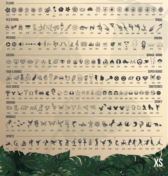 Modèles XS de tatouages éphémère au jagua en Gironde