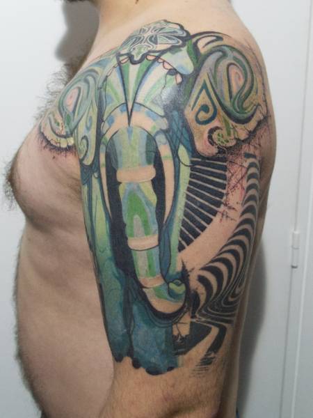 elephant tattoo art nouveau couleur paris